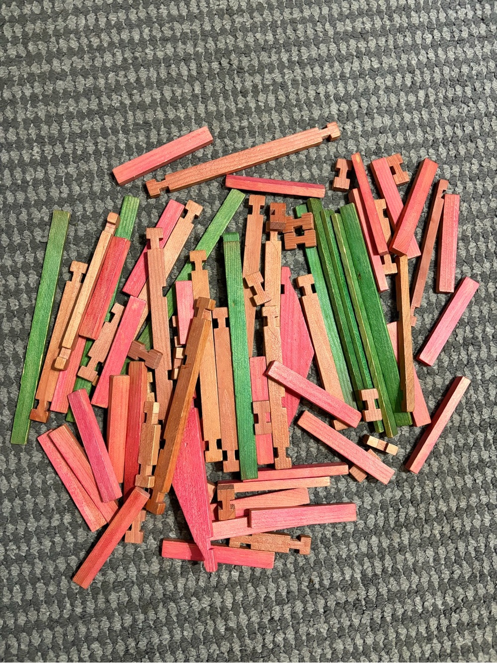 82 pcs Lincoln Logs Interlocking Wooden Building Sticks bundle lot